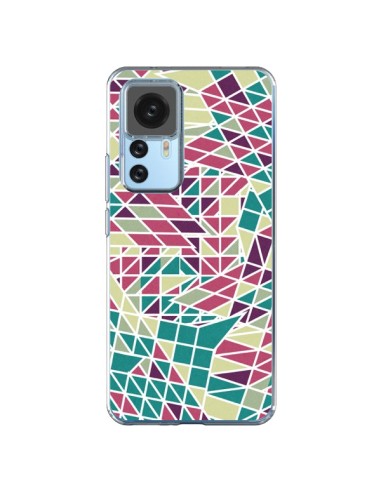 Coque Xiaomi 12T/12T Pro Azteque Triangles Vert Violet - Eleaxart