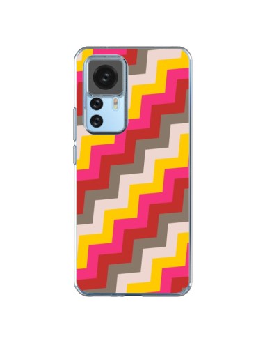 Coque Xiaomi 12T/12T Pro Lignes Triangle Azteque Rose Rouge - Eleaxart