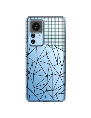 Coque Xiaomi 12T/12T Pro Lignes Grille Grid Abstract Noir Transparente - Project M