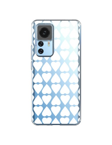 Coque Xiaomi 12T/12T Pro Coeurs Heart Blanc Transparente - Project M