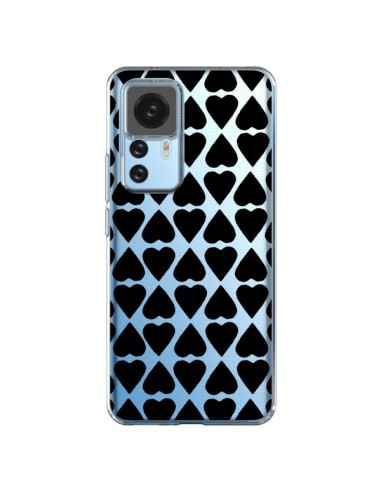 Coque Xiaomi 12T/12T Pro Coeurs Heart Noir Transparente - Project M