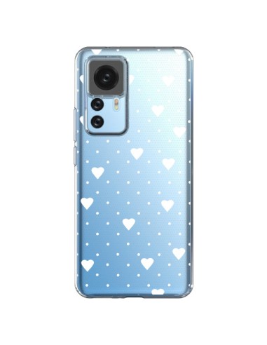 Cover Xiaomi 12T/12T Pro Punti Cuori Bianco Trasparente - Project M