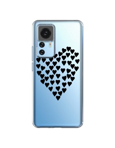 Coque Xiaomi 12T/12T Pro Coeurs Heart Love Noir Transparente - Project M