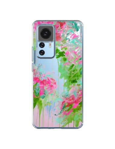 Cover Xiaomi 12T/12T Pro Fiori Rosa Verde Trasparente - Ebi Emporium