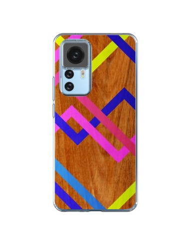 Coque Xiaomi 12T/12T Pro Pink Yellow Wooden Bois Azteque Aztec Tribal - Jenny Mhairi