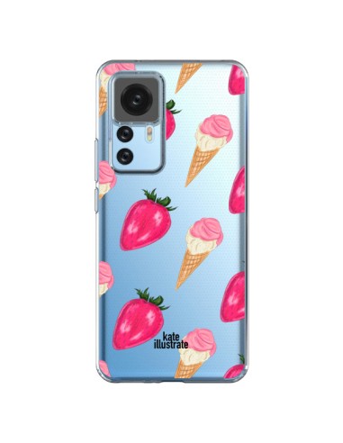 Coque Xiaomi 12T/12T Pro Strawberry Ice Cream Fraise Glace Transparente - kateillustrate