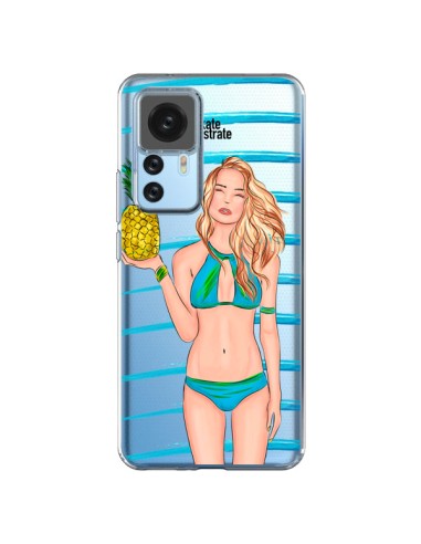 Coque Xiaomi 12T/12T Pro Malibu Ananas Plage Ete Bleu Transparente - kateillustrate