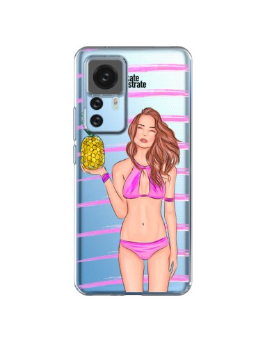 Cover Xiaomi 12T/12T Pro Malibu Ananas Spiaggia Estate Rosa Trasparente - kateillustrate