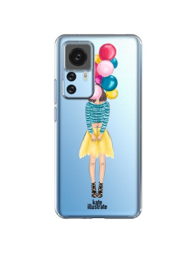 Coque Xiaomi 12T/12T Pro Girls Balloons Ballons Fille Transparente - kateillustrate