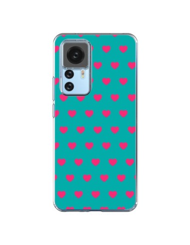 Coque Xiaomi 12T/12T Pro Coeurs Roses Fond Bleu - Laetitia