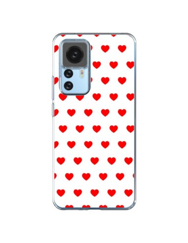 Coque Xiaomi 12T/12T Pro Coeurs Rouges Fond Blanc - Laetitia