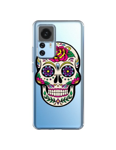 Xiaomi 12T/12T Pro Case Skull Messicano Flowers Clear - Laetitia