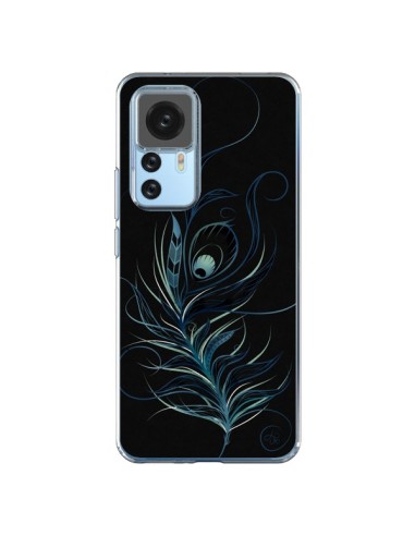 Coque Xiaomi 12T/12T Pro Feather Plume Noir Bleu - LouJah