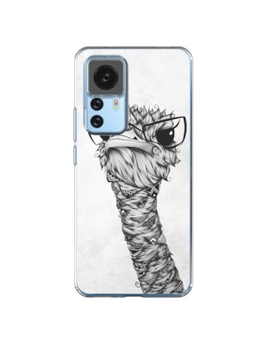 Coque Xiaomi 12T/12T Pro Ostrich Autruche Noir et Blanc - LouJah