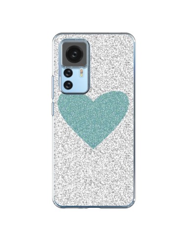 Coque Xiaomi 12T/12T Pro Coeur Bleu Vert Argent Love - Mary Nesrala