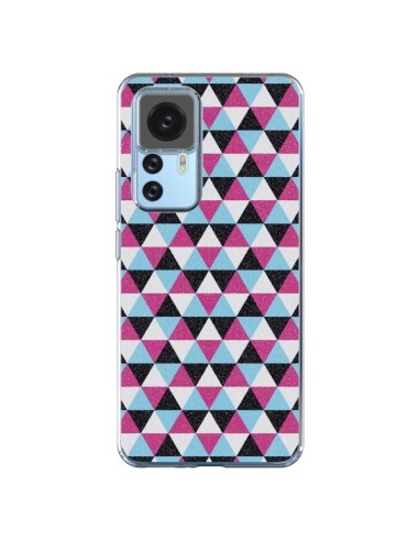 Coque Xiaomi 12T/12T Pro Azteque Triangles Rose Bleu Gris - Mary Nesrala