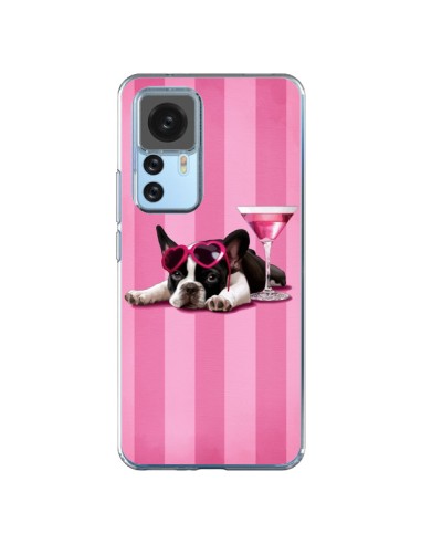 Coque Xiaomi 12T/12T Pro Chien Dog Cocktail Lunettes Coeur Rose - Maryline Cazenave