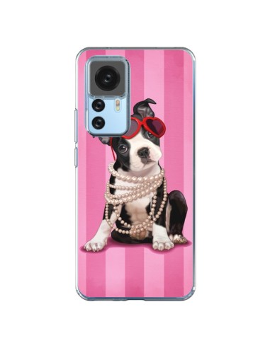 Coque Xiaomi 12T/12T Pro Chien Dog Fashion Collier Perles Lunettes Coeur - Maryline Cazenave