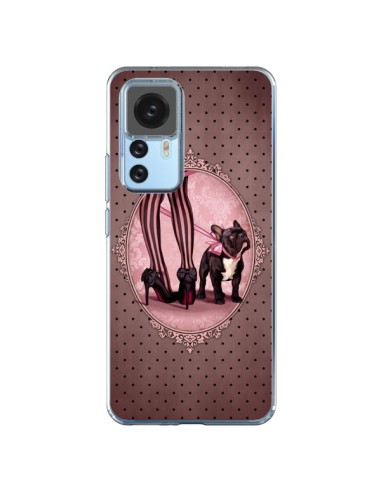 Coque Xiaomi 12T/12T Pro Lady Jambes Chien Dog Rose Pois Noir - Maryline Cazenave