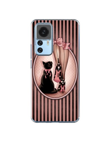 Coque Xiaomi 12T/12T Pro Lady Chat Noeud Papillon Pois Chaussures - Maryline Cazenave