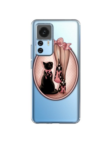 Coque Xiaomi 12T/12T Pro Lady Chat Noeud Papillon Pois Chaussures Transparente - Maryline Cazenave