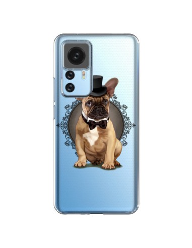 Coque Xiaomi 12T/12T Pro Chien Bulldog Noeud Papillon Chapeau Transparente - Maryline Cazenave