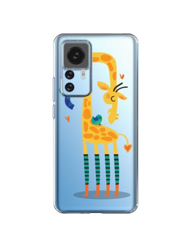 Coque Xiaomi 12T/12T Pro L'oiseau et la Girafe Amour Love Transparente - Maria Jose Da Luz