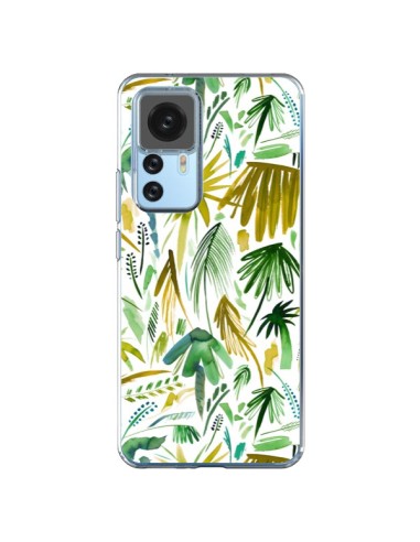 Coque Xiaomi 12T/12T Pro Brushstrokes Tropical Palms Green - Ninola Design