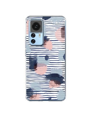 Coque Xiaomi 12T/12T Pro Watercolor Stains Stripes Navy - Ninola Design