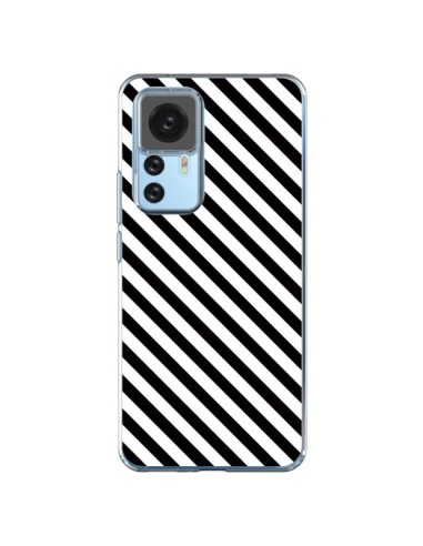 Cover Xiaomi 12T/12T Pro Caramella Motivo rigato Bianco e Nero - Nico