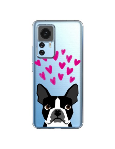 Coque Xiaomi 12T/12T Pro Boston Terrier Coeurs Chien Transparente - Pet Friendly