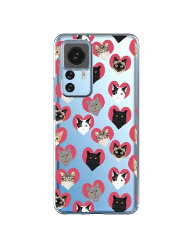 Cover Xiaomi 12T/12T Pro Gatto Cuori Trasparente - Pet Friendly