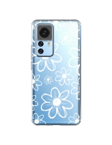 Coque Xiaomi 12T/12T Pro Mandala Blanc White Flower Transparente - Sylvia Cook