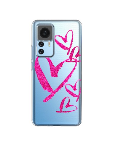 Coque Xiaomi 12T/12T Pro Pink Heart Coeur Rose Transparente - Sylvia Cook