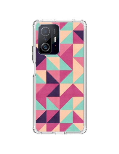 Coque Xiaomi 11T / 11T Pro Azteque Triangle Rose Vert - Eleaxart