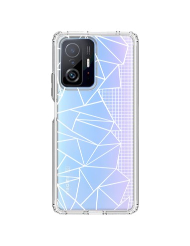 Coque Xiaomi 11T / 11T Pro Lignes Grilles Side Grid Abstract Blanc Transparente - Project M