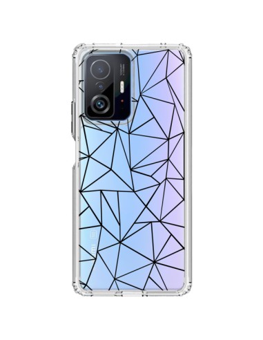 Coque Xiaomi 11T / 11T Pro Lignes Triangles Grid Abstract Noir Transparente - Project M