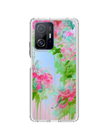 Coque Xiaomi 11T / 11T Pro Fleur Flower Rose Vert Transparente - Ebi Emporium