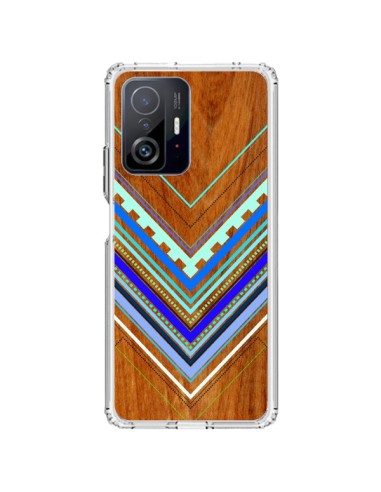 Coque Xiaomi 11T / 11T Pro Azteque Arbutus Blue Bois Aztec Tribal - Jenny Mhairi