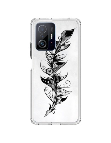 Coque Xiaomi 11T / 11T Pro Feather Plume Noir et Blanc - LouJah