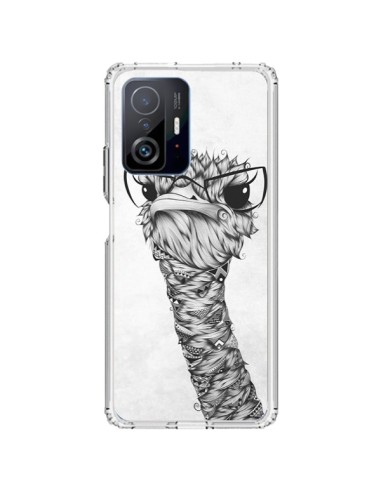 Coque Xiaomi 11T / 11T Pro Ostrich Autruche Noir et Blanc - LouJah