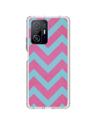 Coque Xiaomi 11T / 11T Pro Strawberry Chevron Rose Bleu - Mary Nesrala