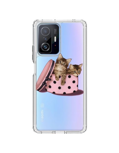 Coque Xiaomi 11T / 11T Pro Chaton Chat Kitten Boite Pois Transparente - Maryline Cazenave