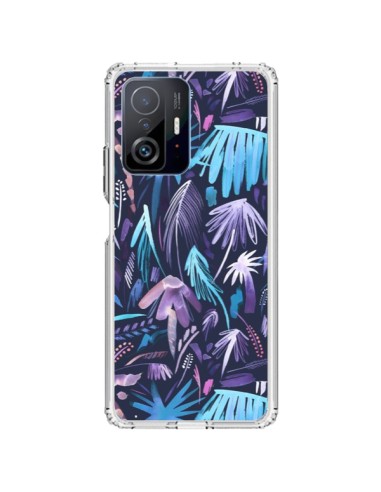 Coque Xiaomi 11T / 11T Pro Brushstrokes Tropical Palms Navy - Ninola Design