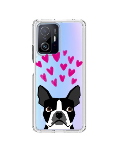 Coque Xiaomi 11T / 11T Pro Boston Terrier Coeurs Chien Transparente - Pet Friendly