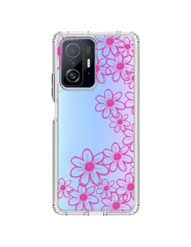 Coque Xiaomi 11T / 11T Pro Pink Flowers Fleurs Roses Transparente - Sylvia Cook