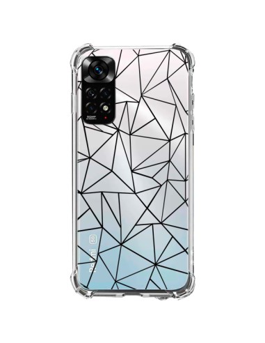 Coque Xiaomi Redmi Note 11 / 11S Lignes Triangles Grid Abstract Noir Transparente - Project M