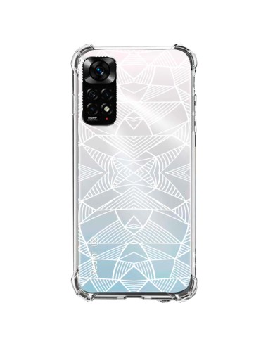 Coque Xiaomi Redmi Note 11 / 11S Lignes Miroir Grilles Triangles Grid Abstract Blanc Transparente - Project M