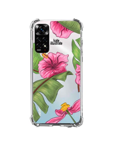 Coque Xiaomi Redmi Note 11 / 11S Tropical Leaves Fleurs Feuilles Transparente - kateillustrate