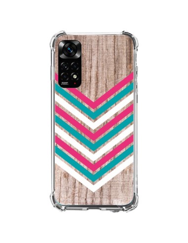 Coque Xiaomi Redmi Note 11 / 11S Tribal Aztèque Bois Wood Flèche Rose Bleu - Laetitia